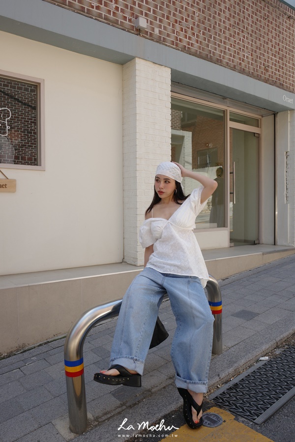車線刷色顯腿牛仔褲